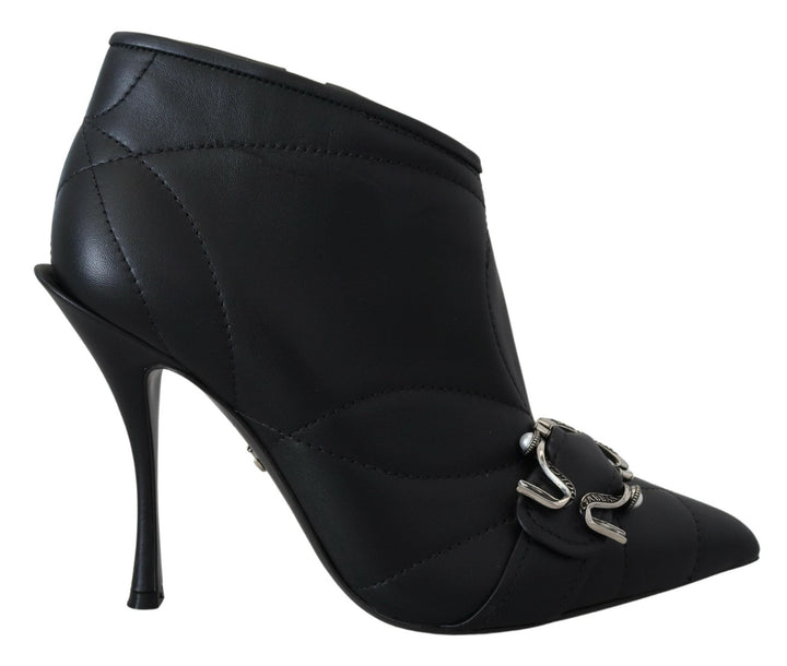 Dolce &amp; Gabbana Black Devotion Quilted Buckled Ankle Boots Shoes