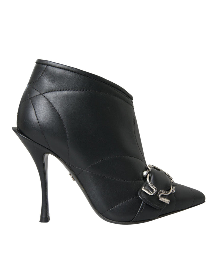 Women’s Dolce &amp; Gabbana Black Devotion Quilted Buckled Boots Shoes
