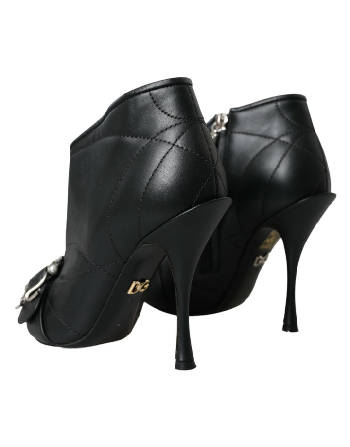 Women’s Dolce &amp; Gabbana Black Devotion Quilted Buckled Boots Shoes