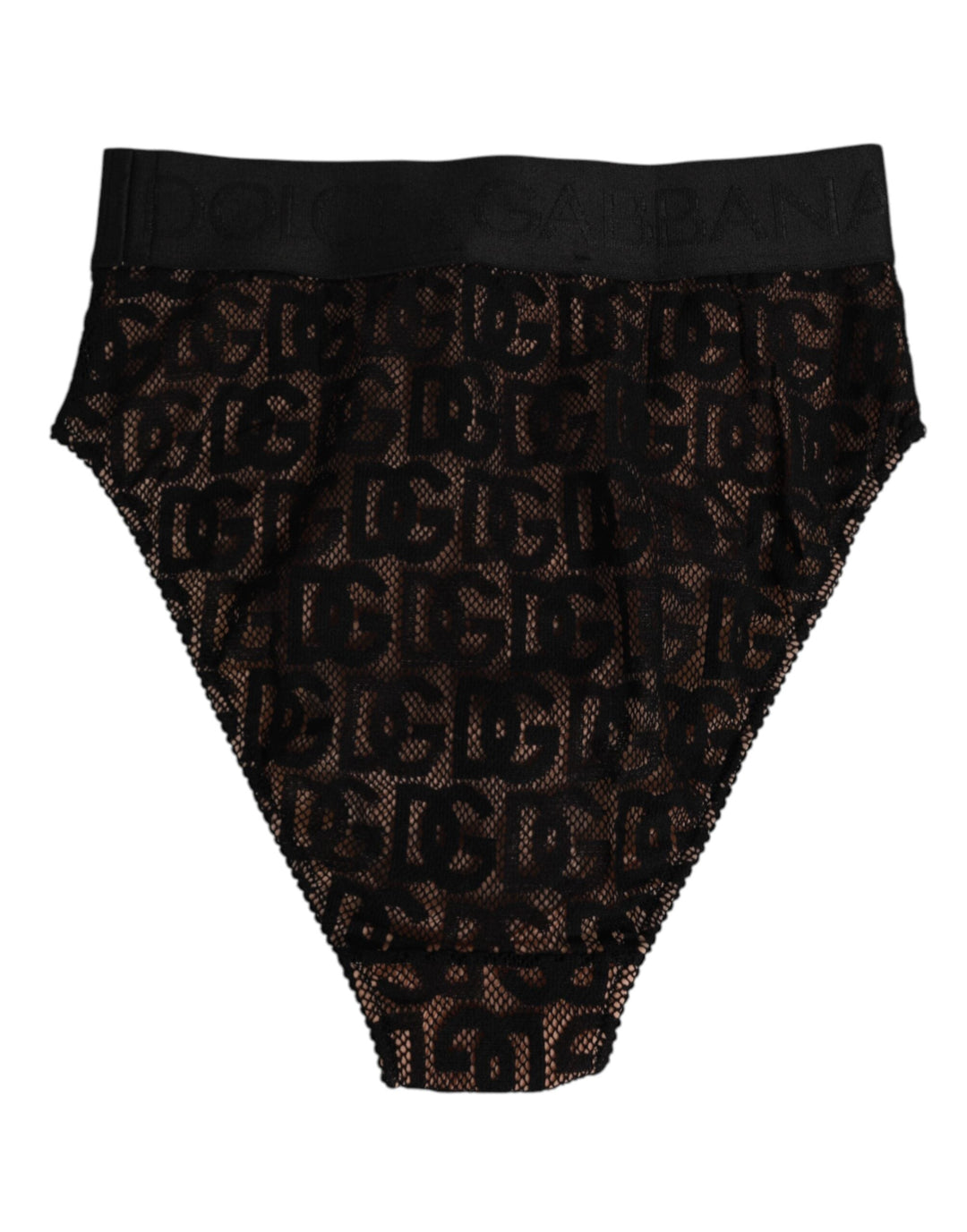 Women’s Dolce &amp; Gabbana Black Dg Logo Lace High Brief Panty Underwear