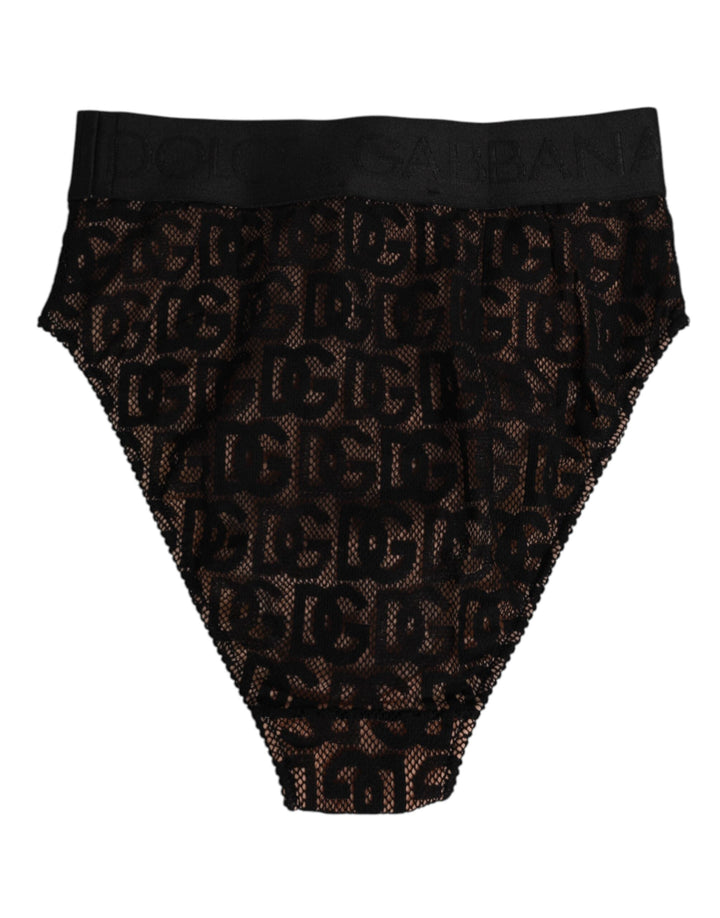 Women’s Dolce &amp; Gabbana Black Dg Logo Lace High Brief Panty Underwear