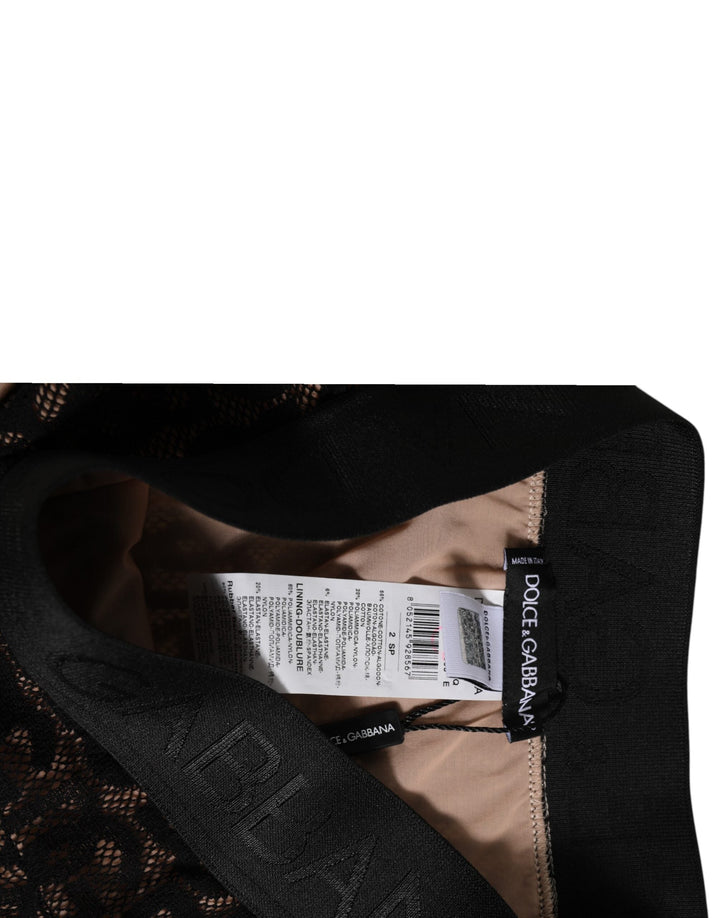 Women’s Dolce &amp; Gabbana Black Dg Logo Lace High Brief Panty Underwear