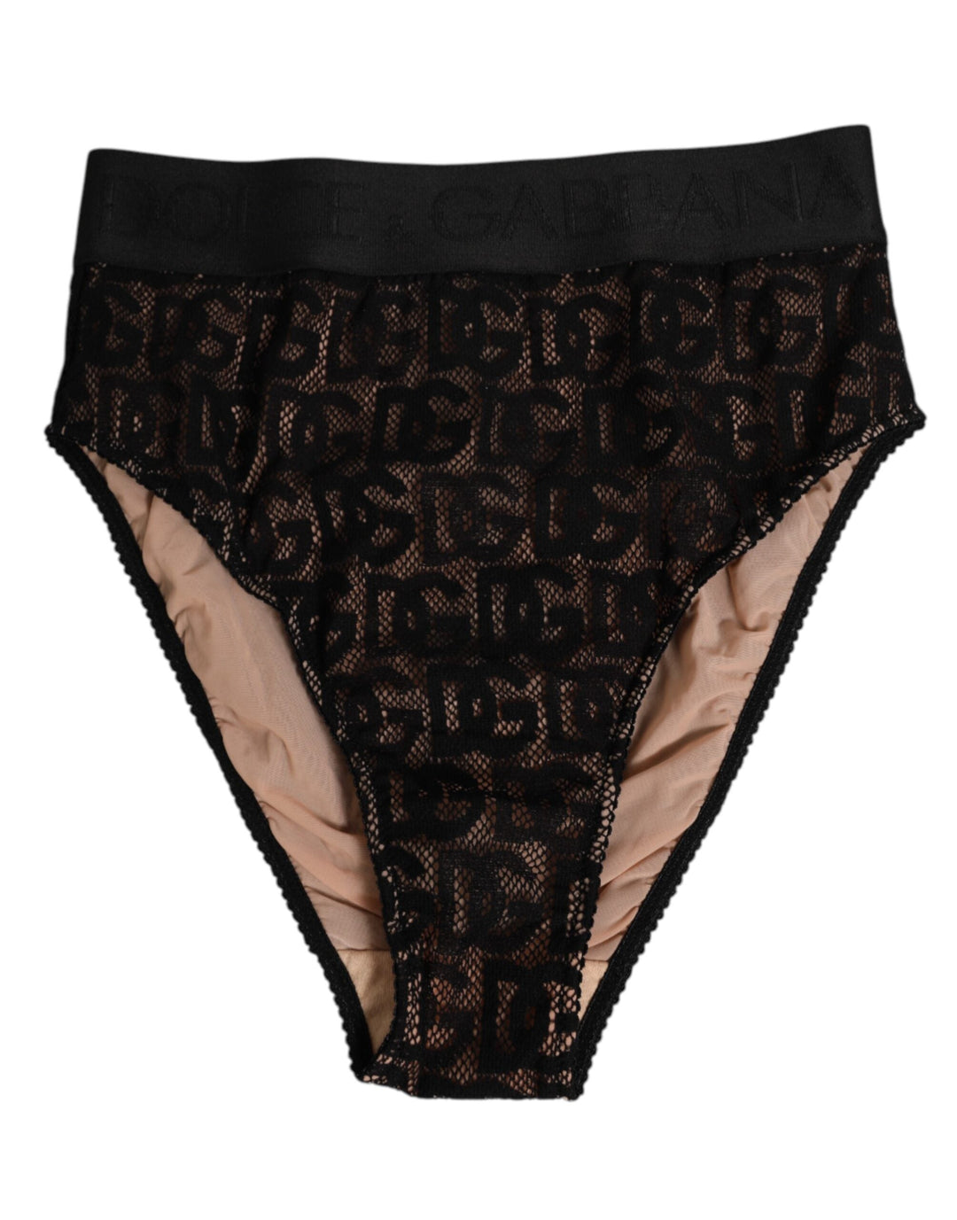 Women’s Dolce &amp; Gabbana Black Dg Logo Lace High Brief Panty Underwear