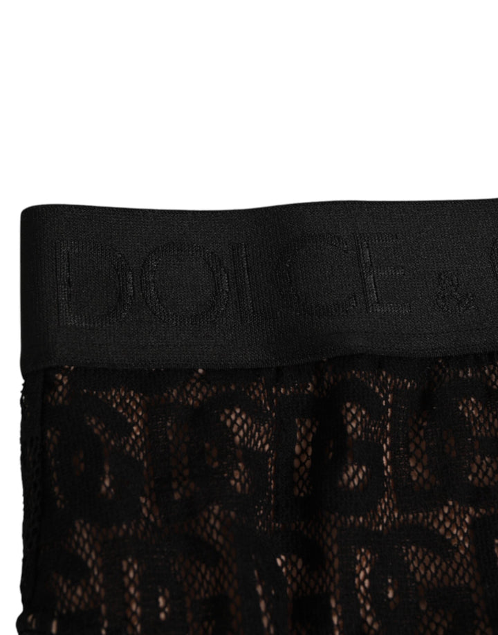 Women’s Dolce &amp; Gabbana Black Dg Logo Lace High Brief Panty Underwear