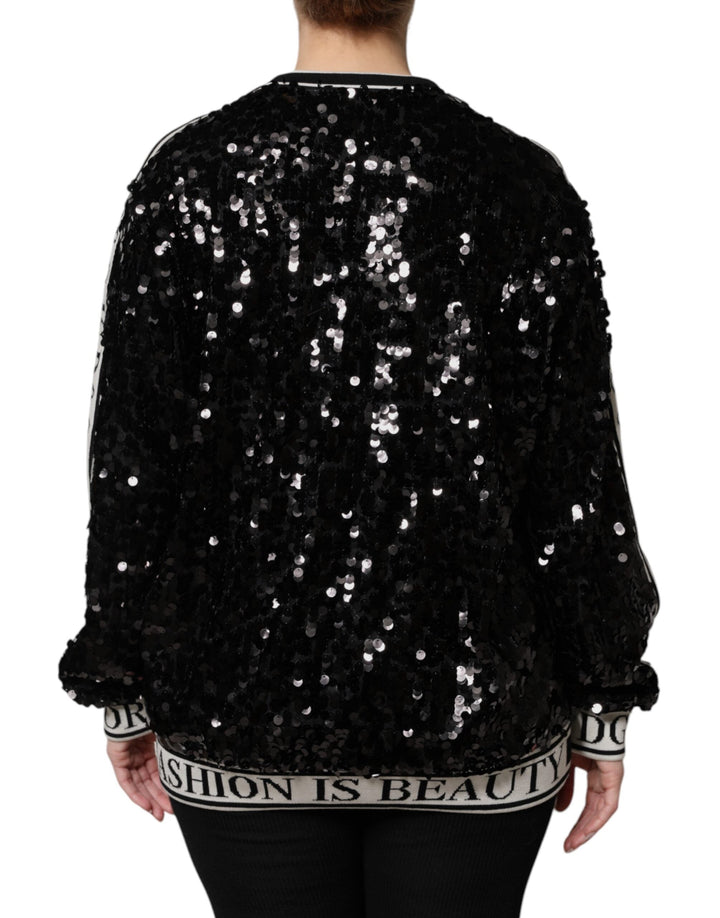Women’s Dolce &amp; Gabbana Black Dg Queen Sequin Pullover Sweater