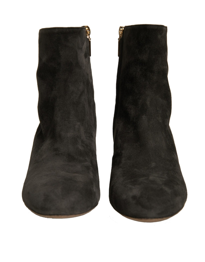 Dolce &amp; Gabbana Black Embellished Heel Ankle Boots Shoes