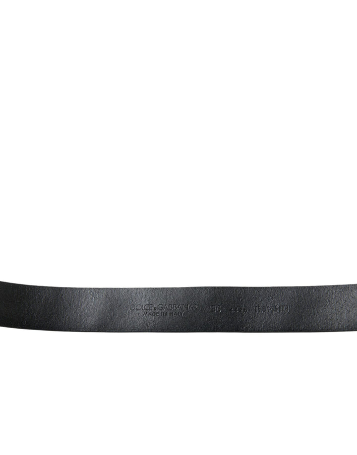 Women’s Dolce &amp; Gabbana Black Embellished Leather Engraved Buckle Belt