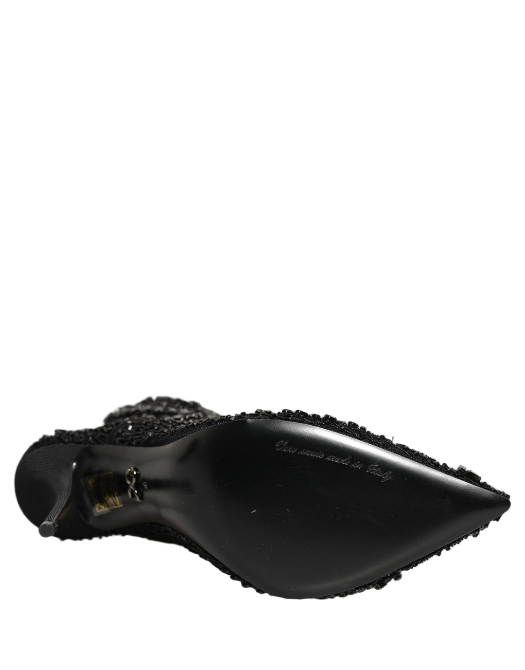 Women’s Dolce &amp; Gabbana Black Embellished Mesh Ankle Boots Shoes