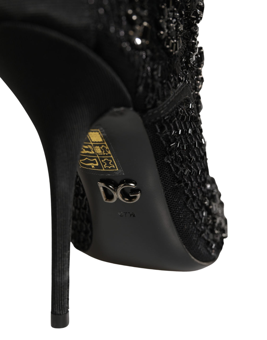 Women’s Dolce &amp; Gabbana Black Embellished Mesh Ankle Boots Shoes