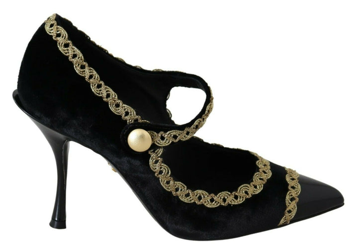 Escarpins élégants en velours noir brodés d&