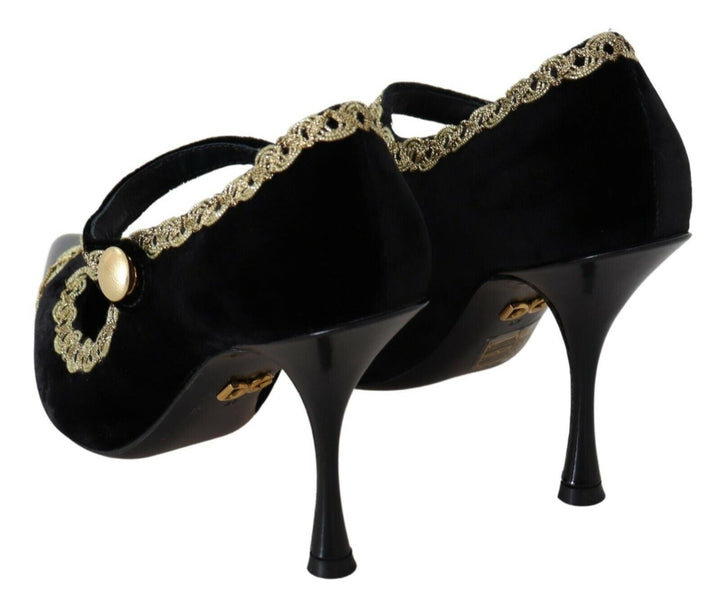 Escarpins élégants en velours noir brodés d&