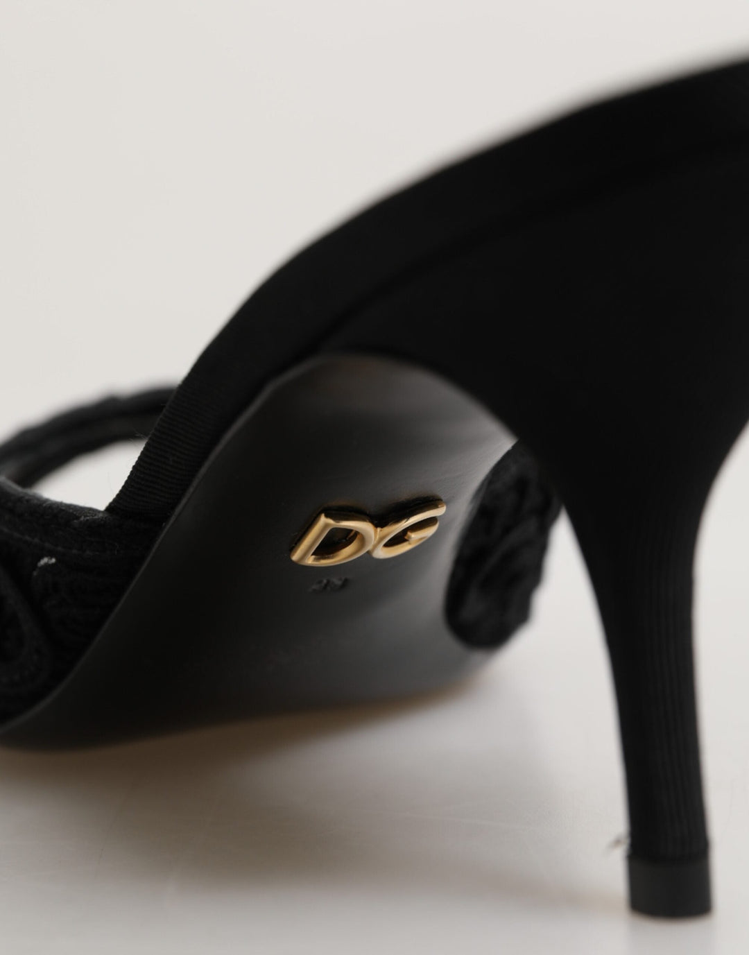 Women’s Dolce &amp; Gabbana Black Embroidered Slip on Heels Slides Shoes