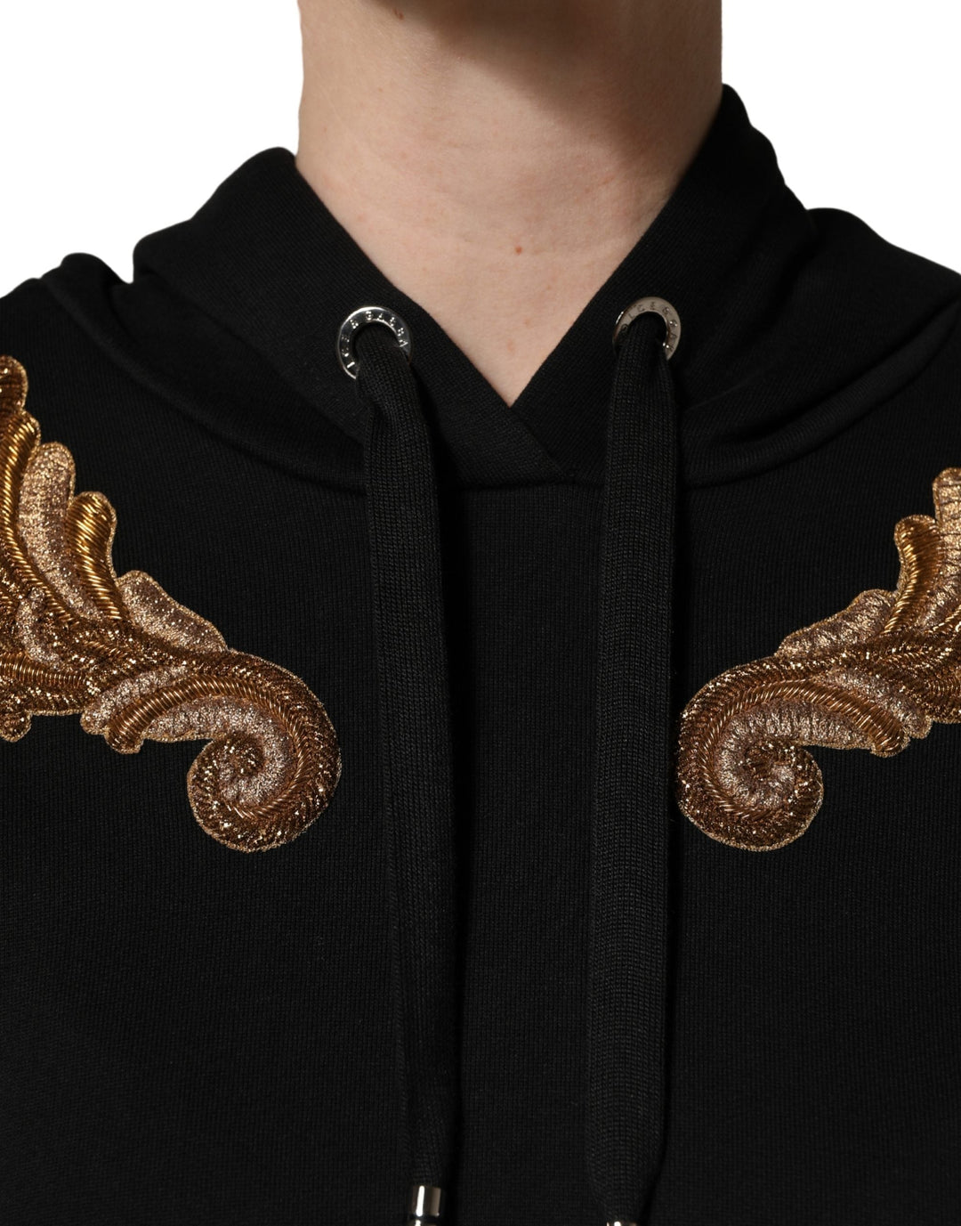 Women’s Dolce &amp; Gabbana Black Embroidered Tassel Hooded Sweatshirt Sweater