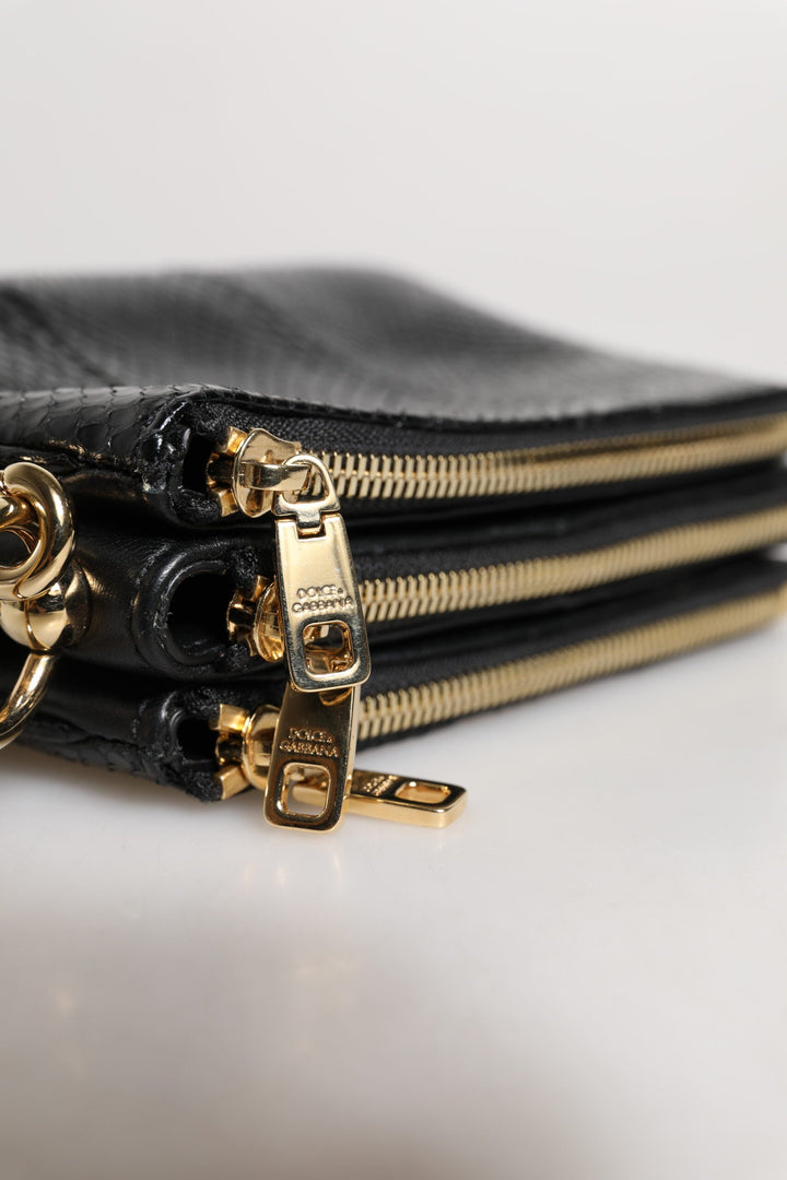 Women’s Dolce &amp; Gabbana Black Exotic Leather Shoulder Sling Clutch Bag