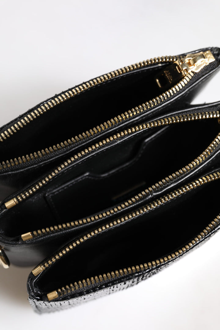 Women’s Dolce &amp; Gabbana Black Exotic Leather Shoulder Sling Clutch Bag