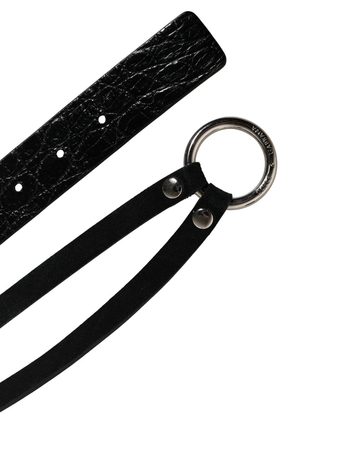 Women’s Dolce &amp; Gabbana Black Exotic Leather Silver Metal Buckle Belt