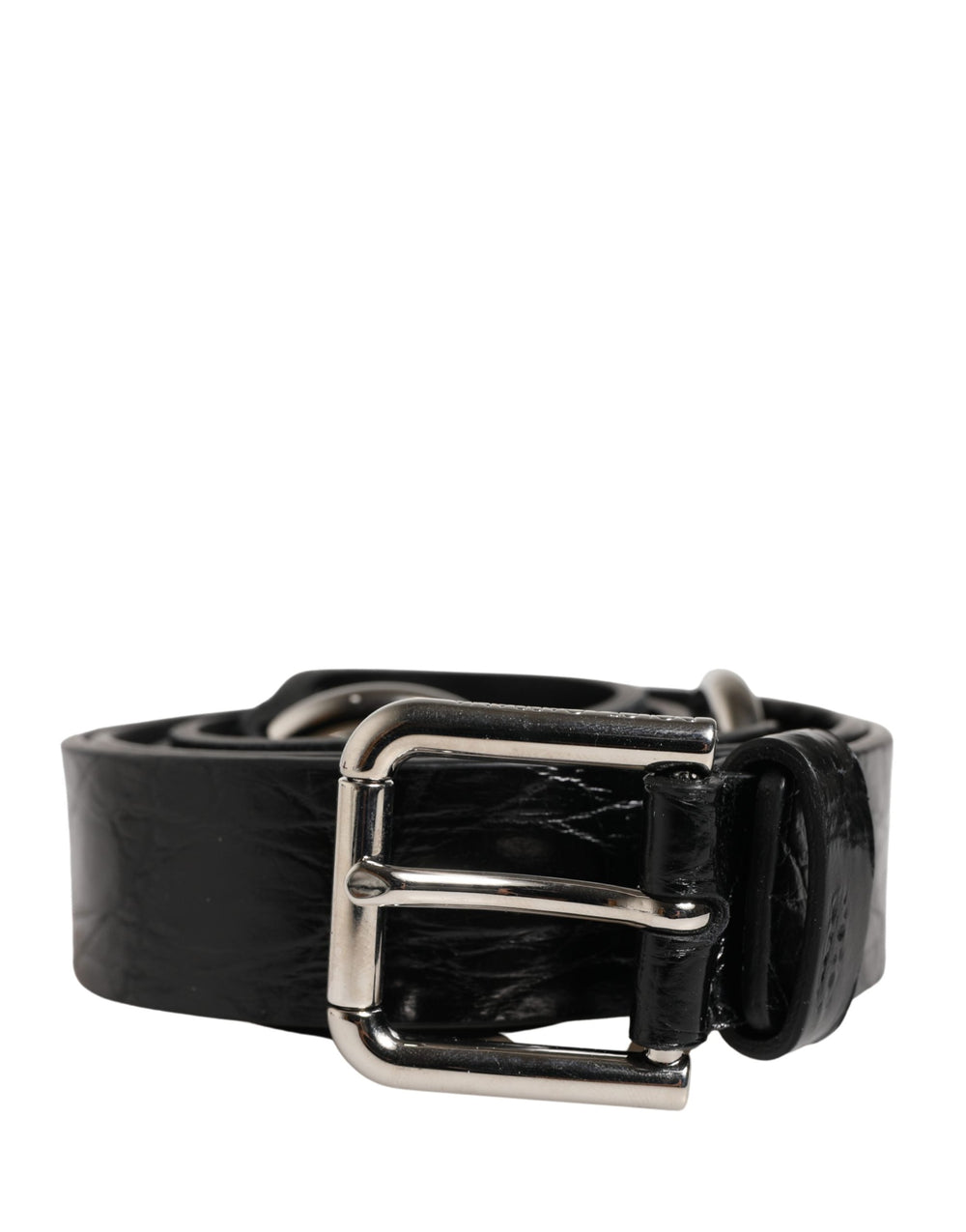 Women’s Dolce & Gabbana Black Exotic Leather Silver Metal Buckle Belt