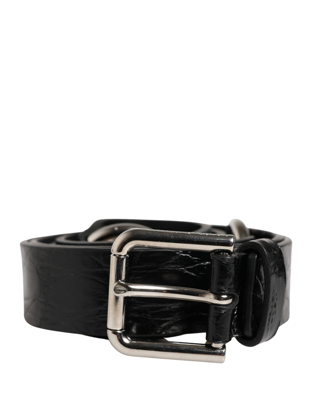 Women’s Dolce &amp; Gabbana Black Exotic Leather Silver Metal Buckle Belt