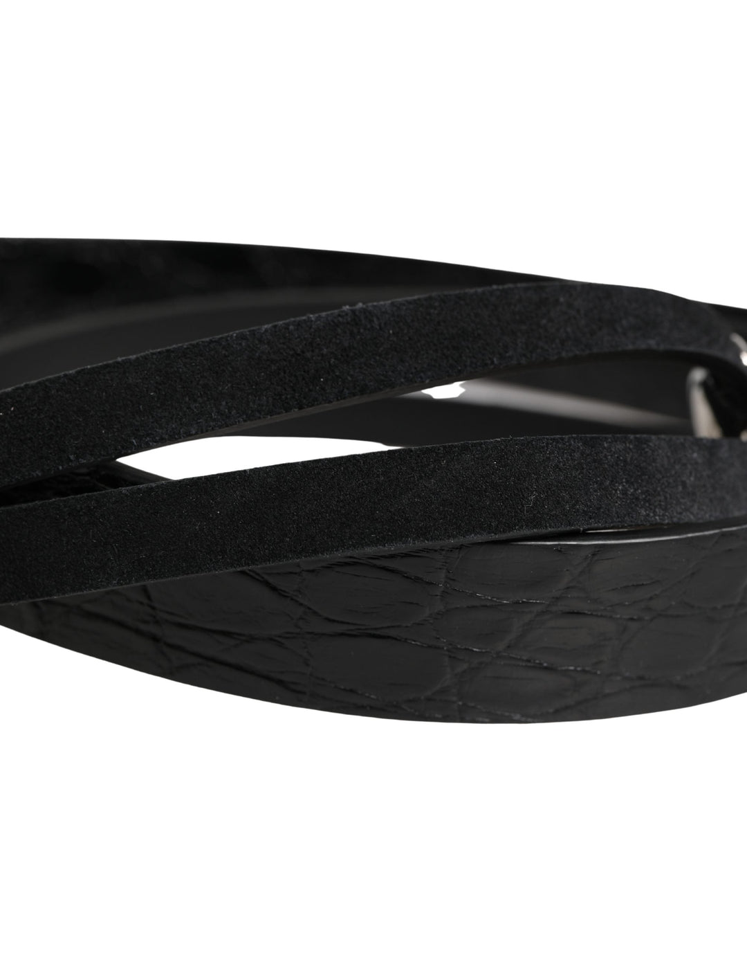 Women’s Dolce &amp; Gabbana Black Exotic Leather Silver Metal Buckle Belt