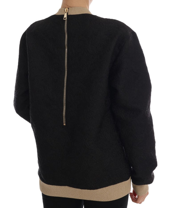 Women’s Dolce &amp; Gabbana Black Fairy Tale Brocade Zipper Sweater