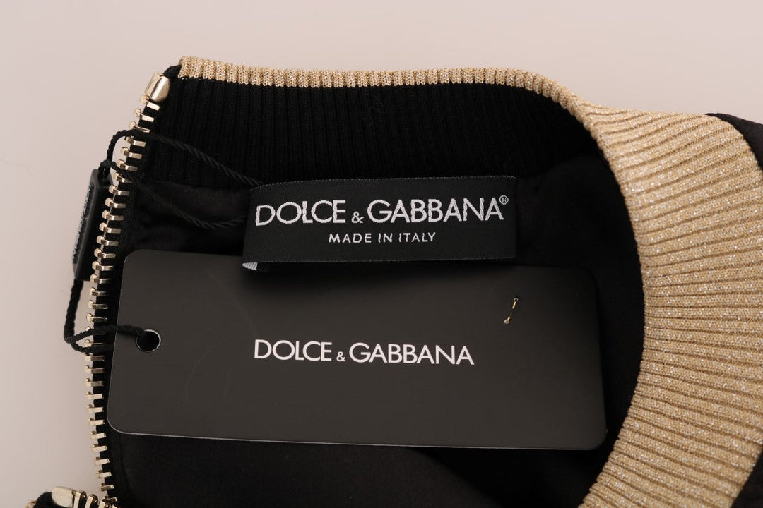 Women’s Dolce &amp; Gabbana Black Fairy Tale Brocade Zipper Sweater