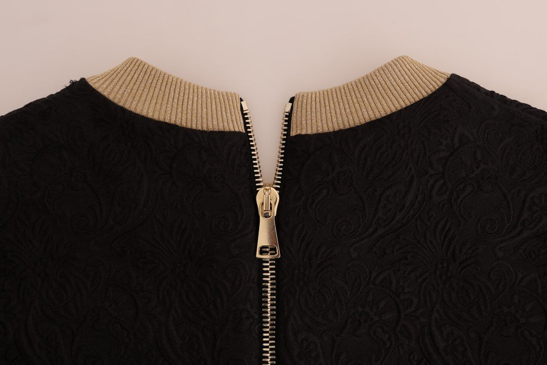 Women’s Dolce &amp; Gabbana Black Fairy Tale Brocade Zipper Sweater