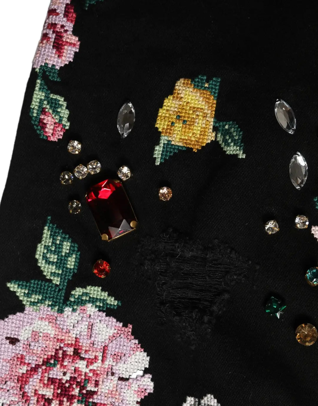 Women’s Dolce &amp; Gabbana Black Floral Cotton High Waist Tapered Pants