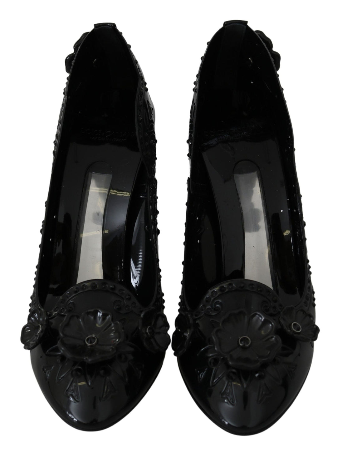 Women’s Dolce &amp; Gabbana Black Floral Crystal Cinderella Heels Shoes