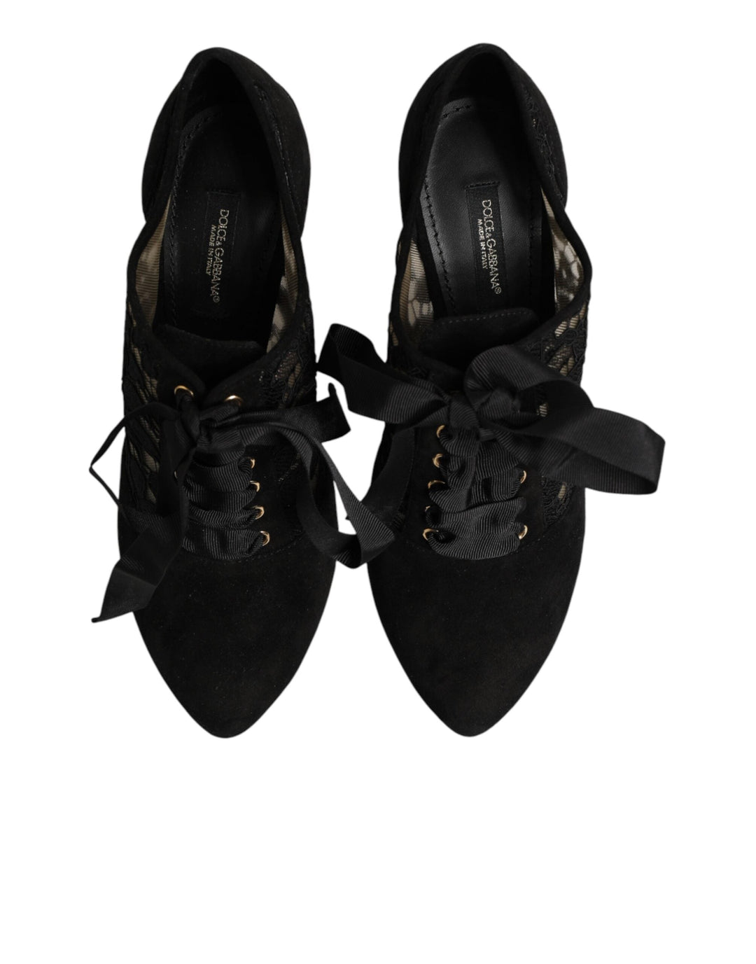 Women’s Dolce &amp; Gabbana Black Floral High Heels Lace-ups Pumps Shoes