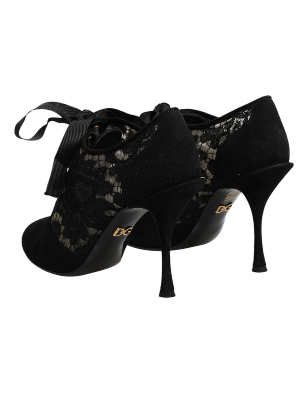 Women’s Dolce &amp; Gabbana Black Floral High Heels Lace-ups Pumps Shoes