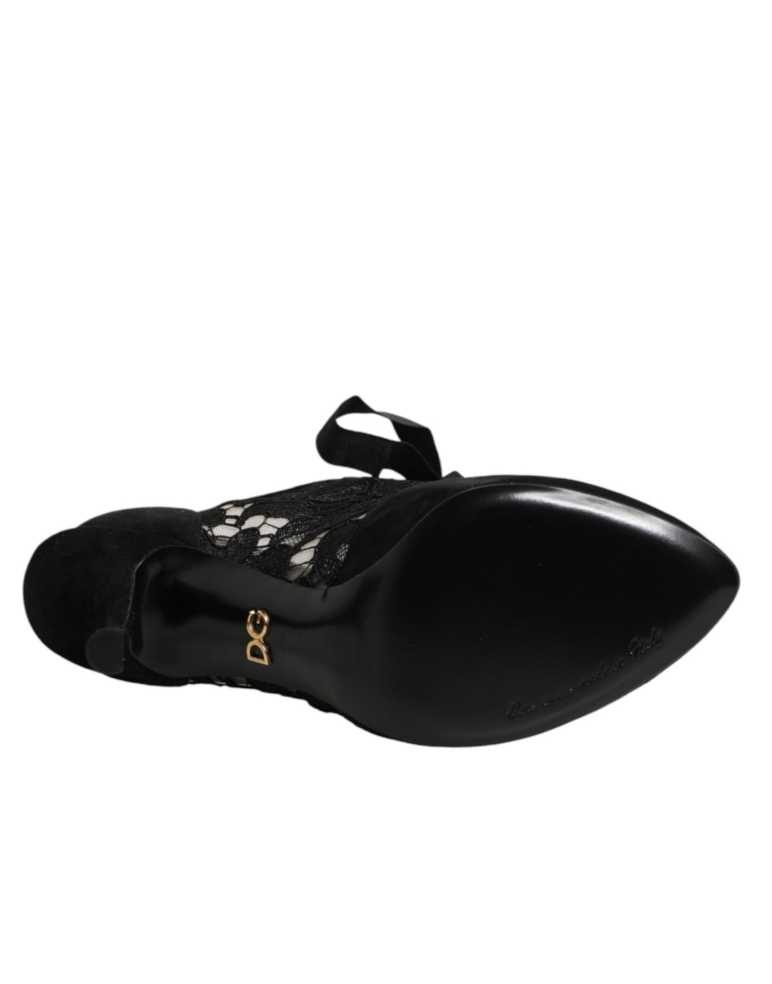 Women’s Dolce &amp; Gabbana Black Floral High Heels Lace-ups Pumps Shoes