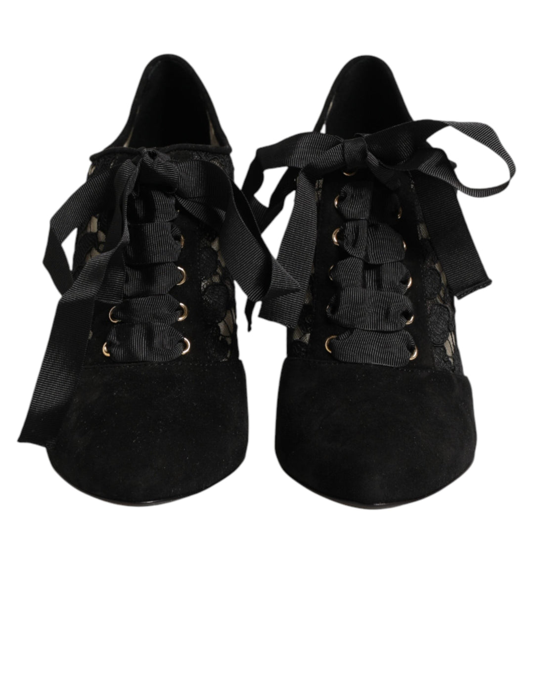 Women’s Dolce &amp; Gabbana Black Floral High Heels Lace-ups Pumps Shoes