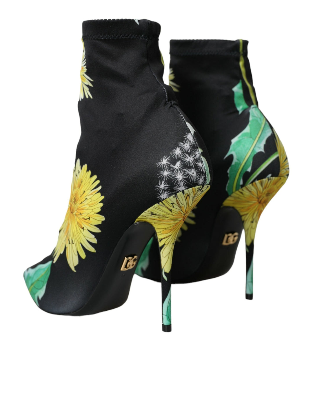 Women’s Dolce &amp; Gabbana Black Floral Jersey Stretch Ankle Boots Shoes
