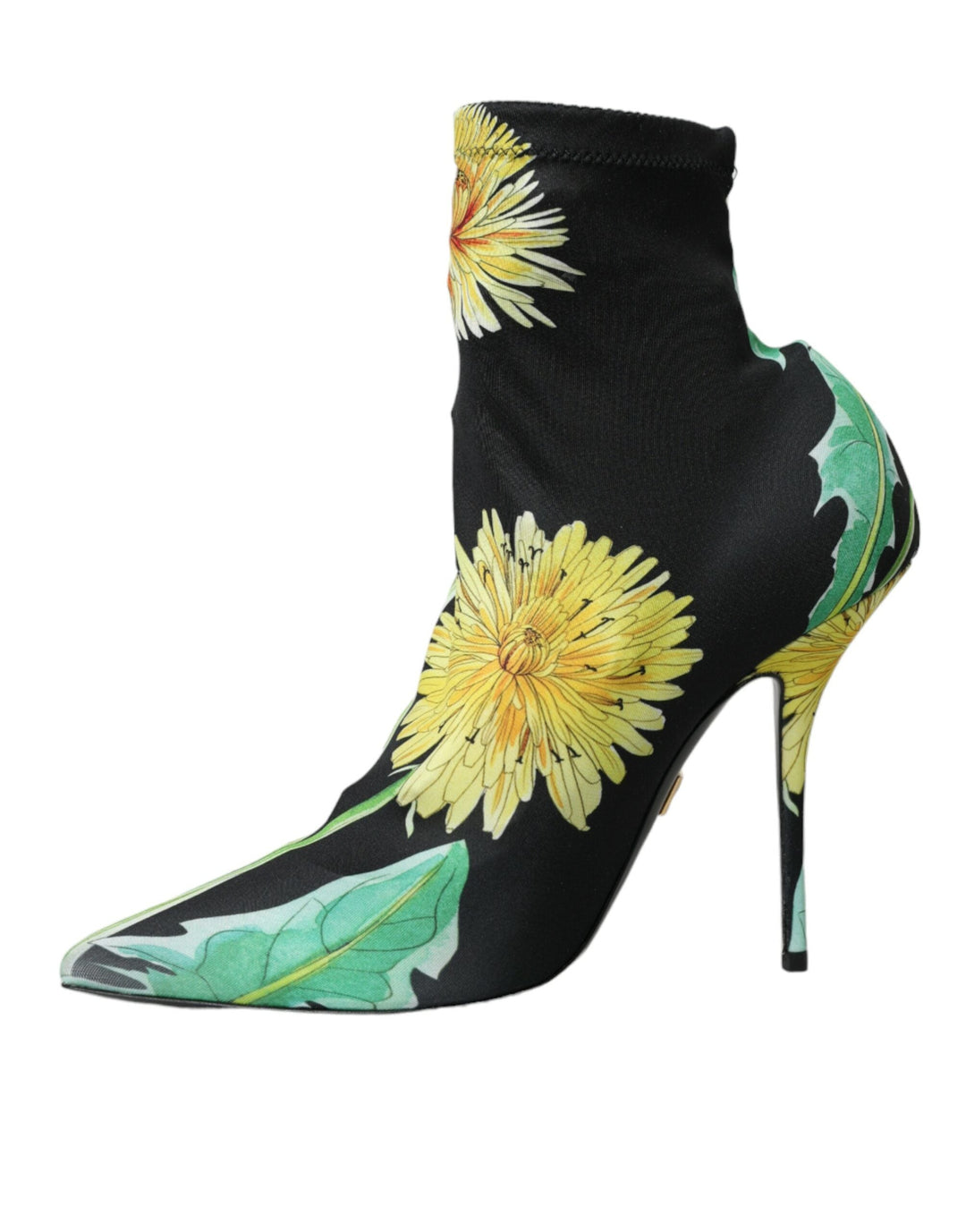 Women’s Dolce &amp; Gabbana Black Floral Jersey Stretch Ankle Boots Shoes