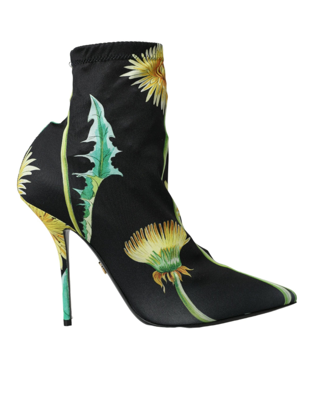 Women’s Dolce &amp; Gabbana Black Floral Jersey Stretch Ankle Boots Shoes