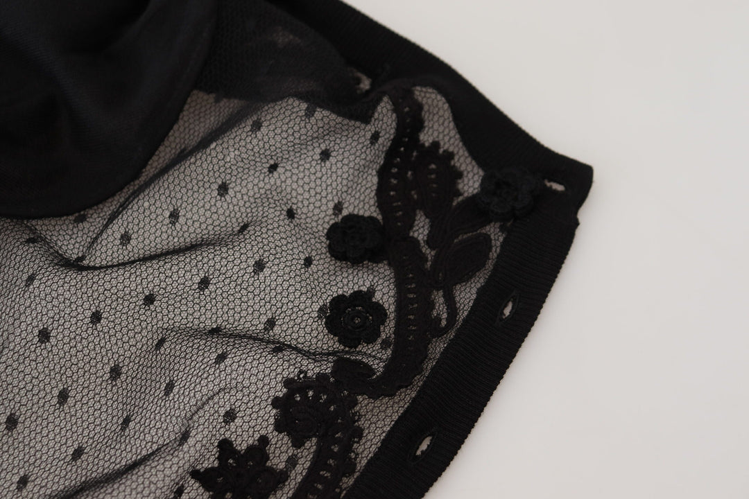Women’s Dolce &amp; Gabbana Black Floral Lace Button Cardigan Sweater