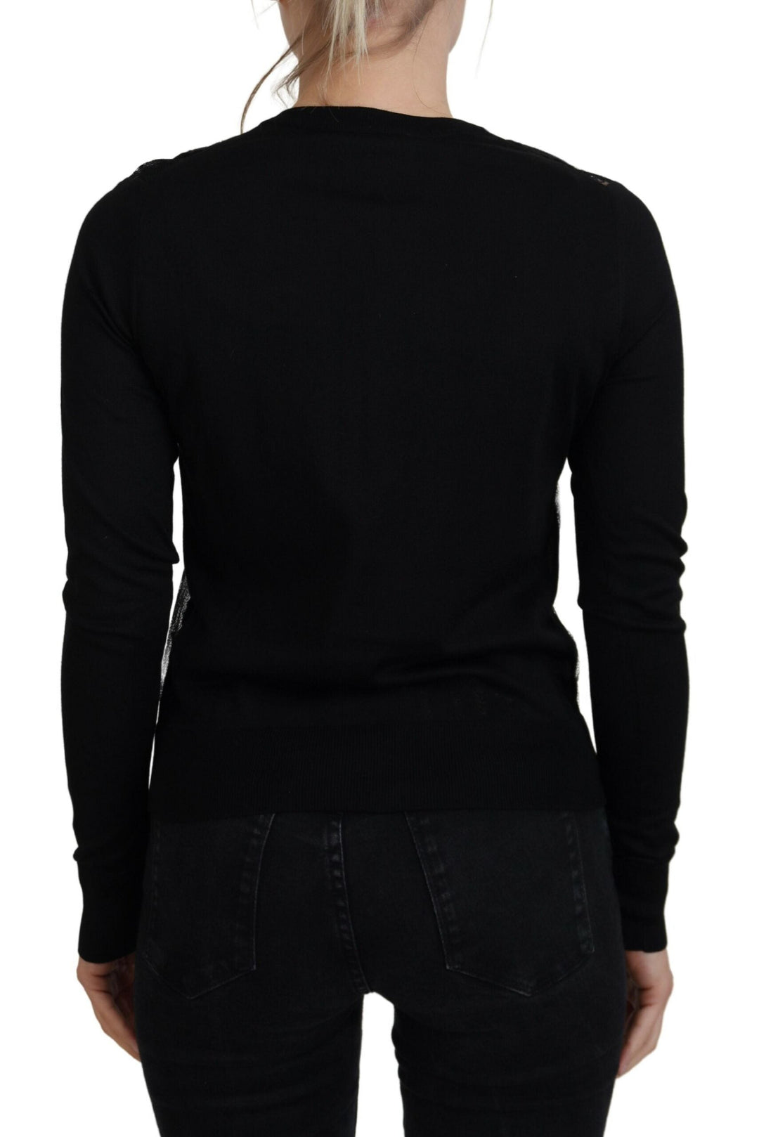 Women’s Dolce &amp; Gabbana Black Floral Lace Button Cardigan Sweater