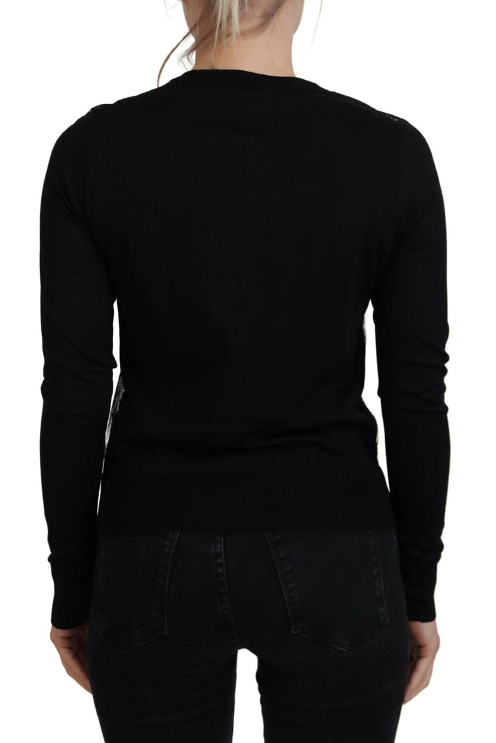Women’s Dolce &amp; Gabbana Black Floral Lace Button Cardigan Sweater