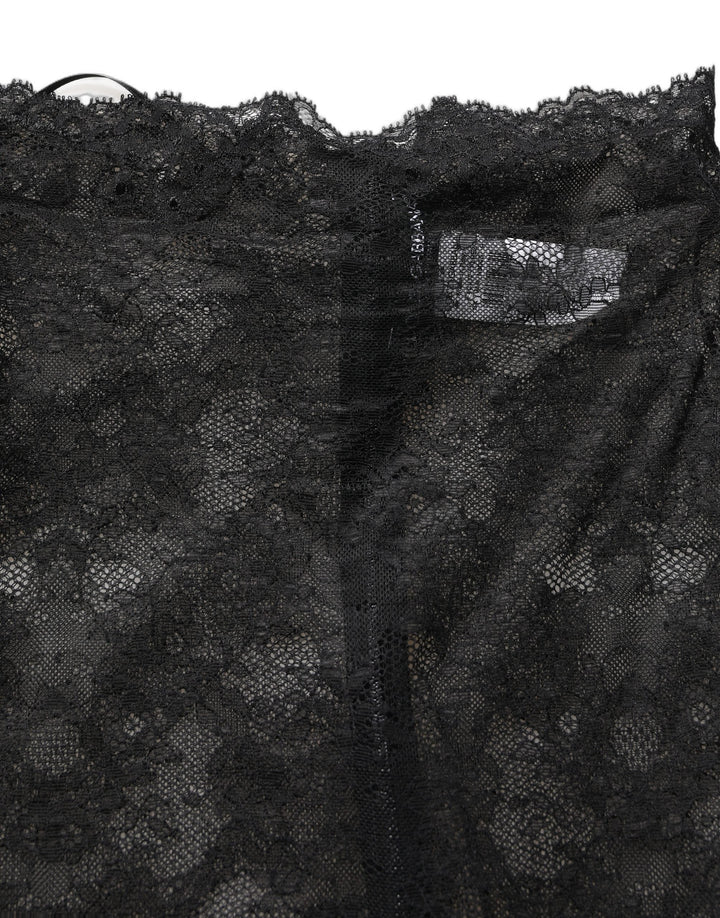 Women’s Dolce &amp; Gabbana Black Floral Lace High Waist Kneelength Skirt