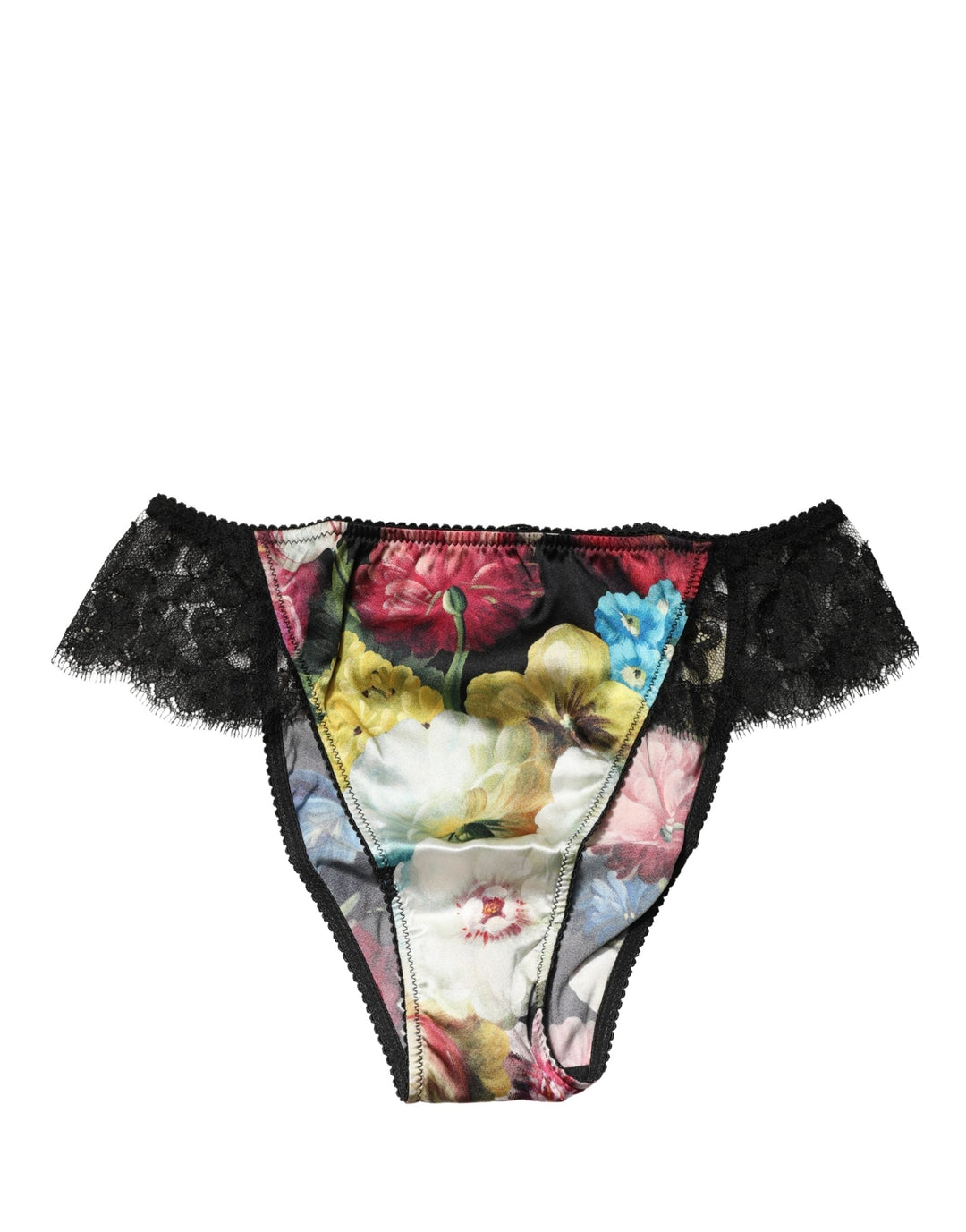 Women’s Dolce &amp; Gabbana Black Floral Lace Mid Waist Brief Panty Underwear