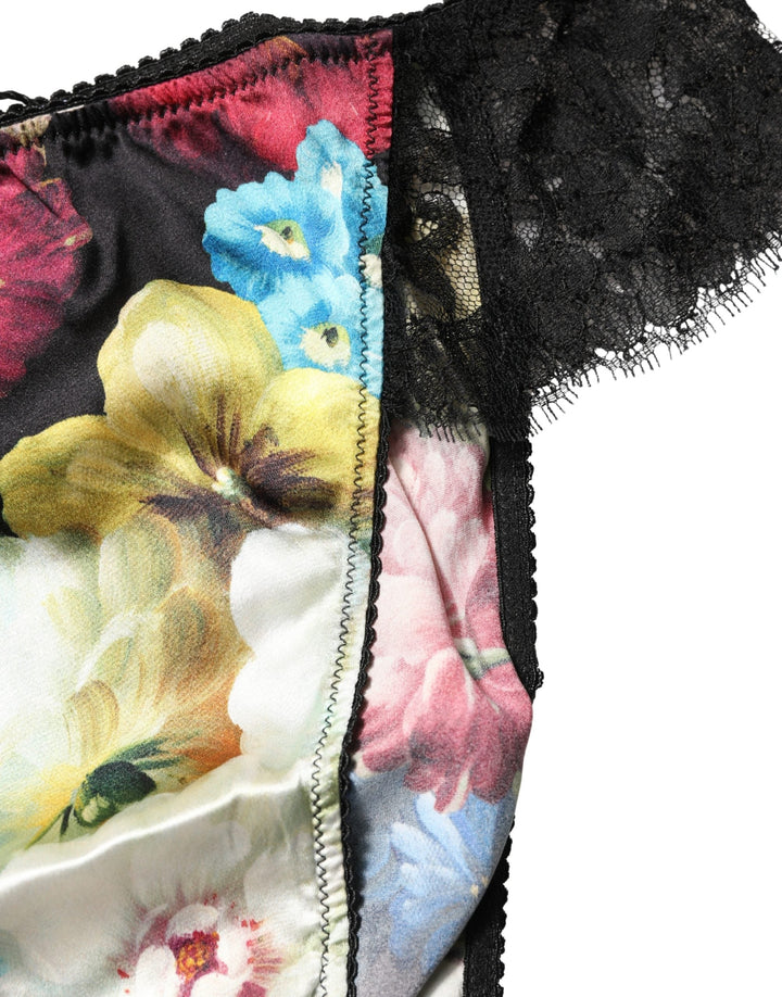 Women’s Dolce &amp; Gabbana Black Floral Lace Mid Waist Brief Panty Underwear