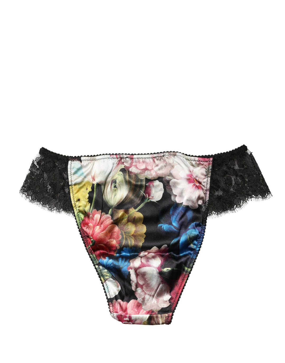 Women’s Dolce &amp; Gabbana Black Floral Lace Mid Waist Brief Panty Underwear