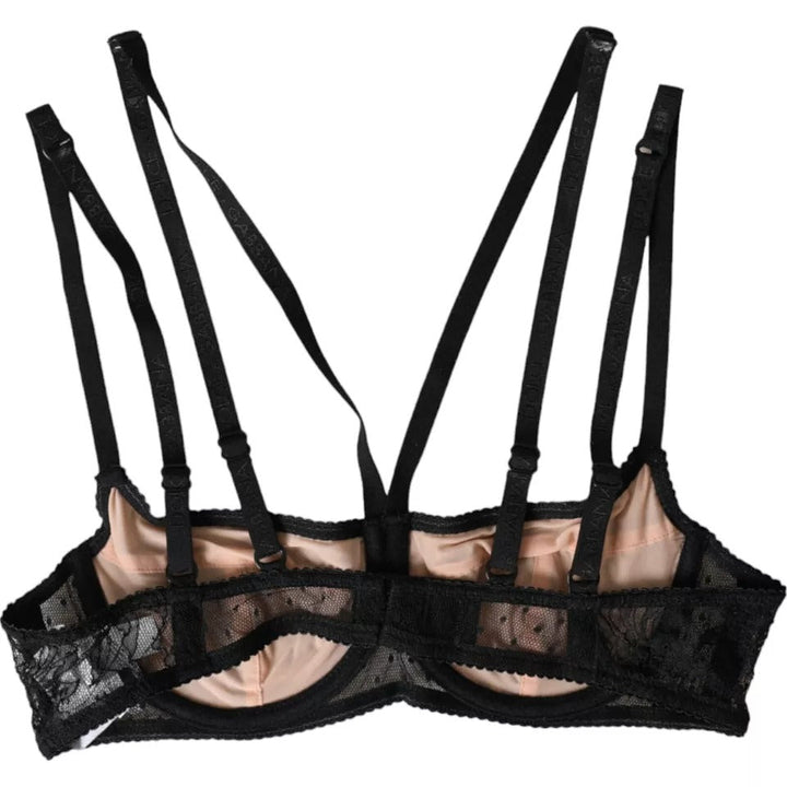 Women’s Dolce &amp; Gabbana Black Floral Lace Nylon Balconcino Bra Underwear