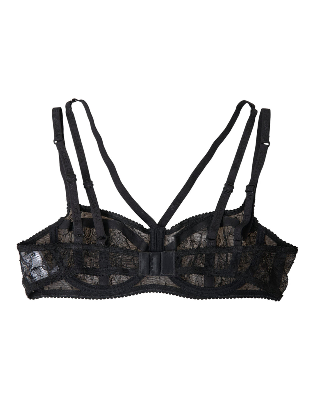 Women’s Dolce &amp; Gabbana Black Floral Lace Nylon Balconcino Bra Underwear