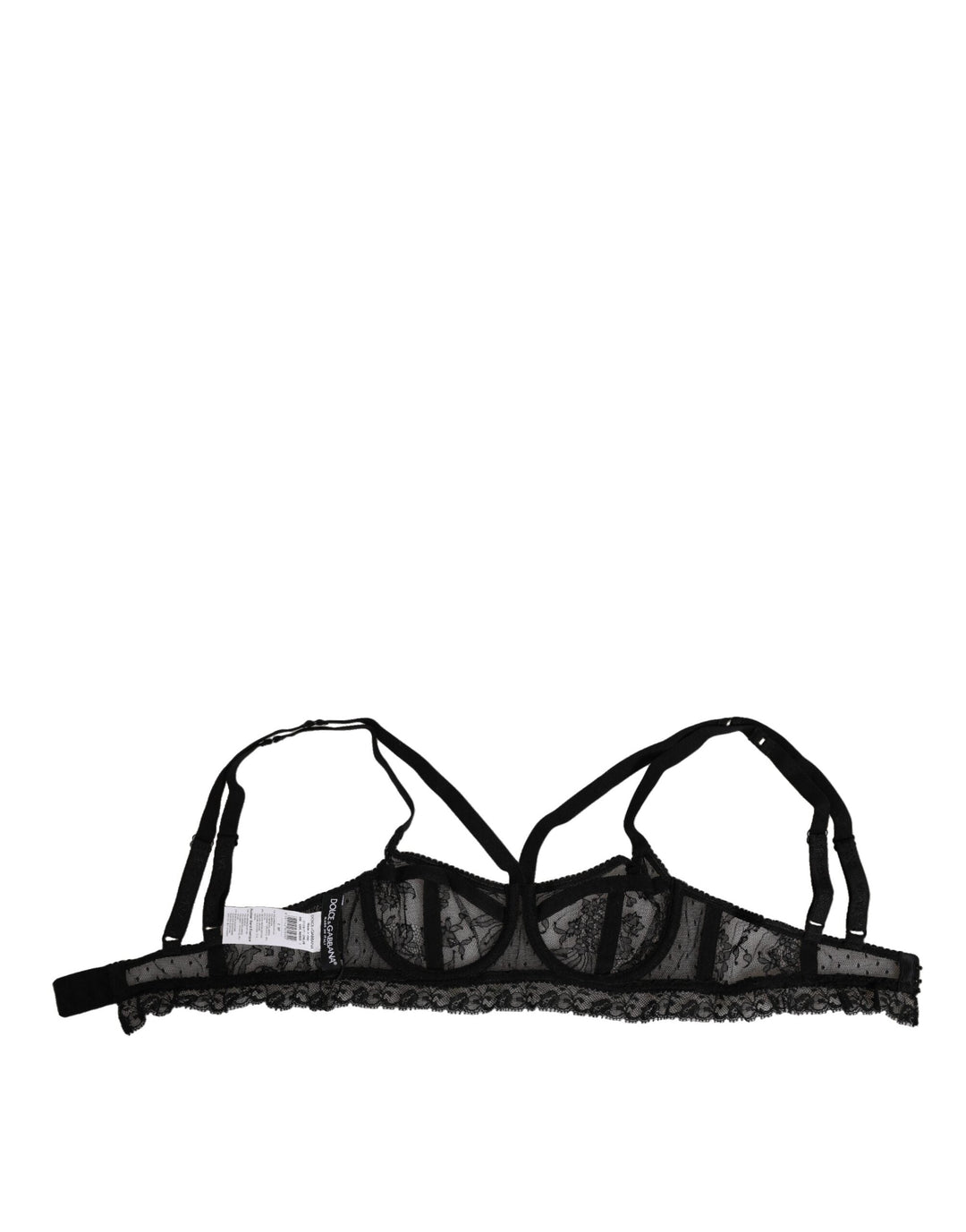 Women’s Dolce &amp; Gabbana Black Floral Lace Nylon Balconcino Bra Underwear