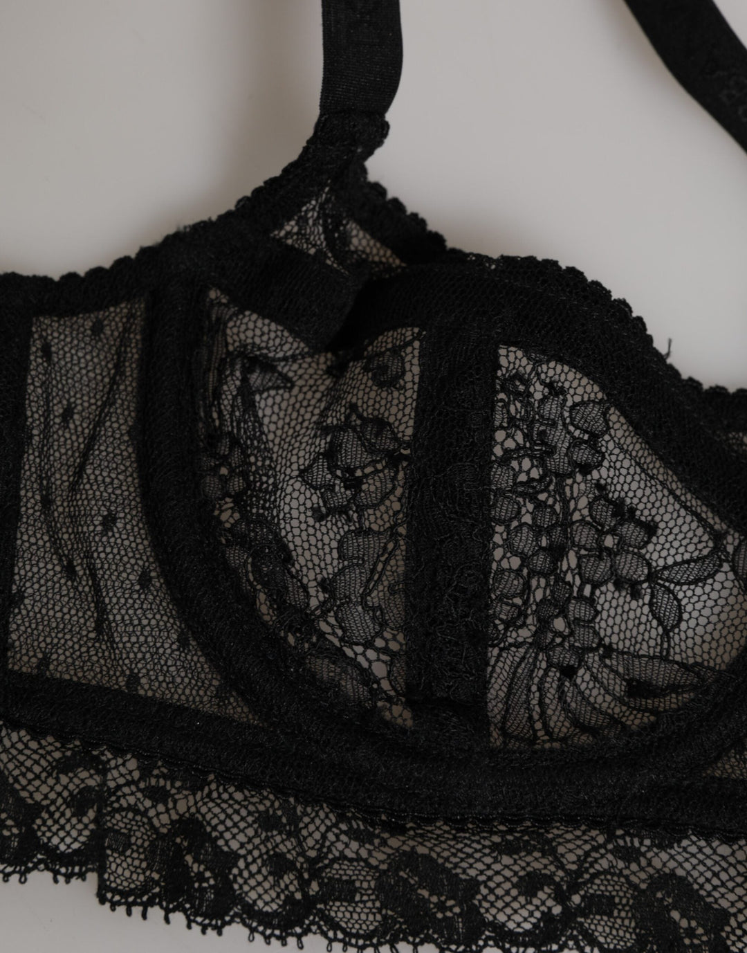 Women’s Dolce &amp; Gabbana Black Floral Lace Nylon Balconcino Bra Underwear