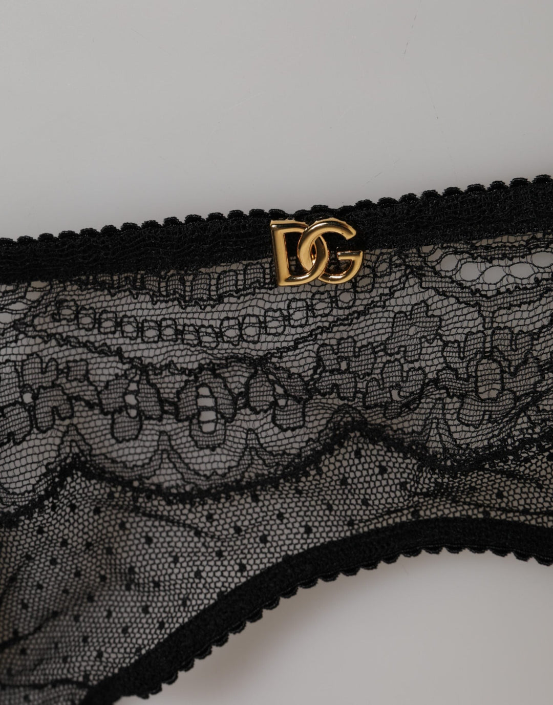Women’s Dolce &amp; Gabbana Black Floral Lace Nylon Strap Garter Underwear