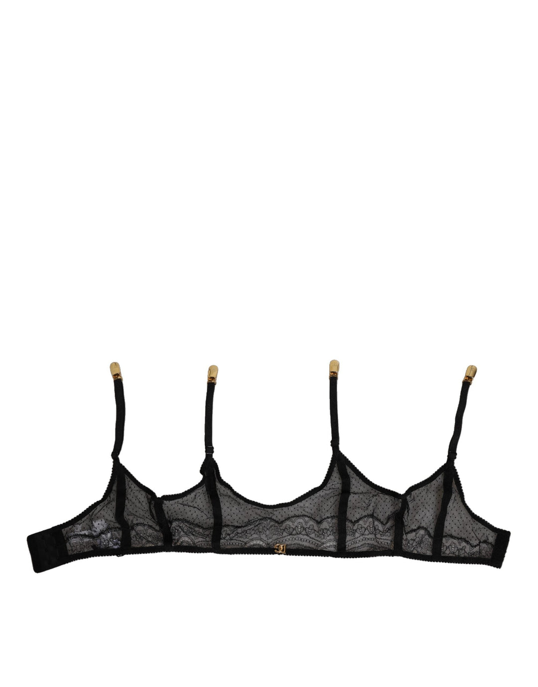 Women’s Dolce &amp; Gabbana Black Floral Lace Nylon Strap Garter Underwear