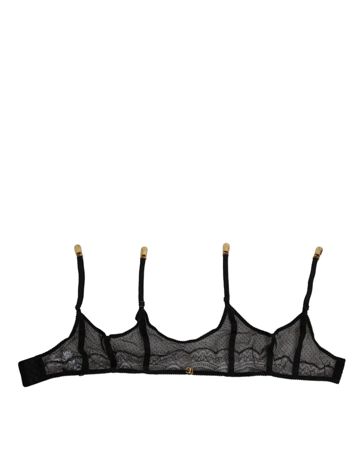 Women’s Dolce &amp; Gabbana Black Floral Lace Nylon Strap Garter Underwear