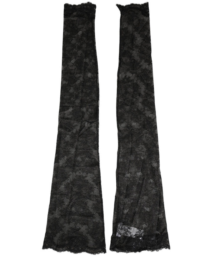 Women’s Dolce &amp; Gabbana Black Floral Lace Nylon Stretch Knee High Socks